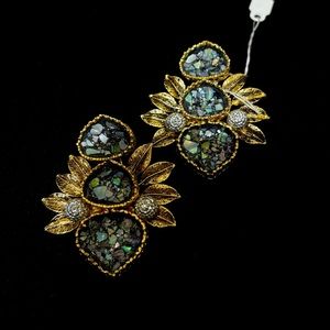 Handcrafted crush stones earrings, Pakistani Indian earrings, formal jewelry